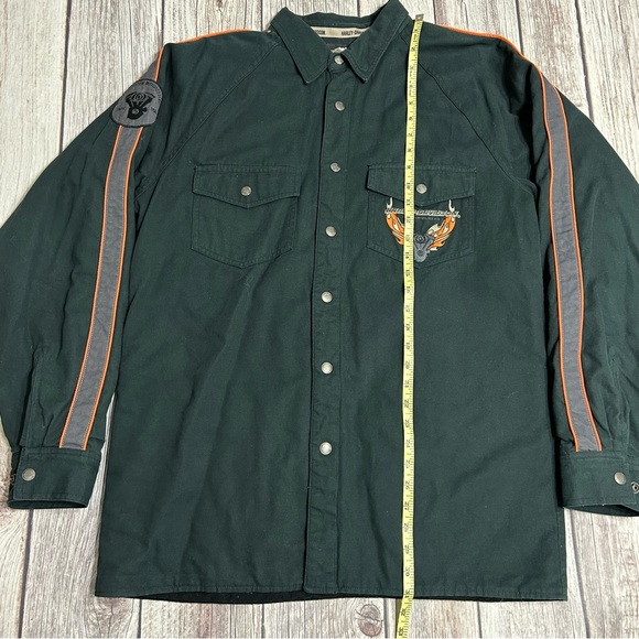 Harley Davidson Men’s M Black Shacket Button Up Canvas Motorcycle Pockets Jacket - Picture 6 of 12